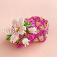 ペヨーテステッチで編むBOX〜桜〜