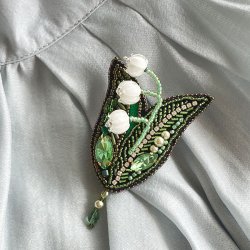 画像2: ビーズ刺繍でつくるブローチ〜スズラン〜