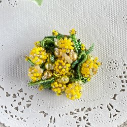 画像2: ビーズステッチとちょこっと刺繍で作るブローチ〜ミモザ〜