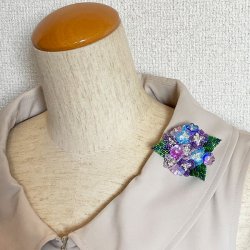 画像3: ビーズステッチで作るブローチ〜あじさい〜