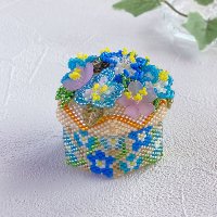 ペヨーテステッチで編むBOX〜ネモフィラ〜