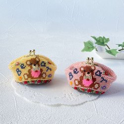 画像1: 編み込み模様のがま口〜テディベア〜