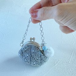 画像3: 編み込み模様のがま口　バッグチャームミニ