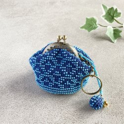 画像4: 日本の伝統文様を編むビーズクロッシェのがまぐち　ストラップつきミニ