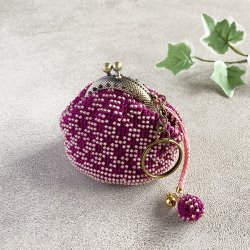 画像2: 日本の伝統文様を編むビーズクロッシェのがまぐち　ストラップつきミニ